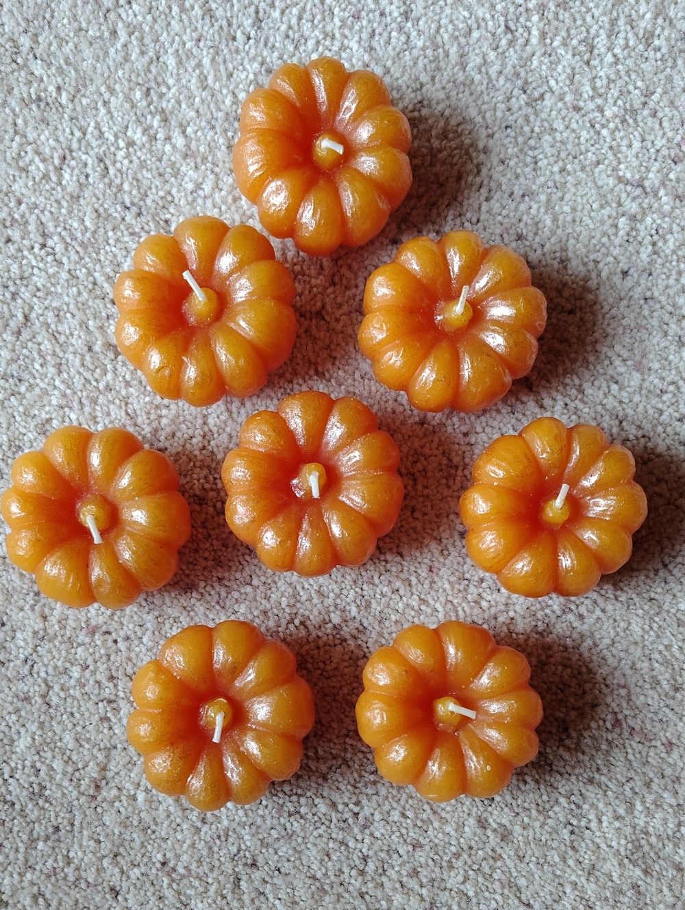 Orange Pumpkin-Shaped Tealight Candles - Set of 8